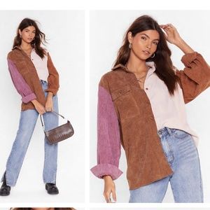 NWOT Colorblock Corduroy Button-down Shirt